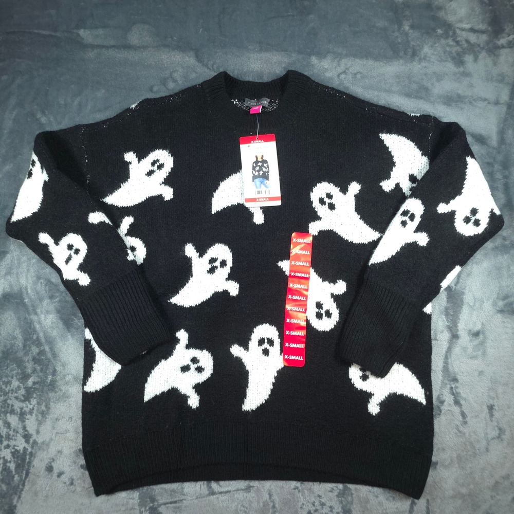 Vince Camuto Women Black Ghost Halloween Sweater SV7755201 XS New